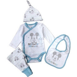 Σετ Νεογέννητου 4τμχ Interlock White Blue Mickey 8040106