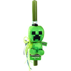 Πασχαλινή Λαμπάδα Μπρελόκ Creeper Minecraft Σώμα Πράσινο Χρώμα Λούτρινο 14cm
