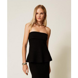 TWINSET εφαρμοστό πλεκτό τοπ στράπλες 252TP3411 00006