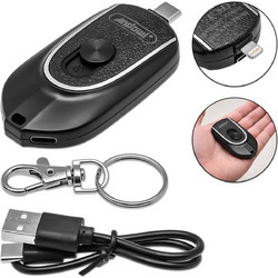 Mini Power Bank Μπρελόκ 1600mAh με Βύσματα Type-C/Lightning, Θύρα Type-C και Καλώδιο Μαύρο Q-DC548 Andowl