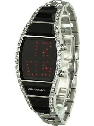 Chronotech Ψηφιακό Γυναικείο Ρολόι με Ασημί Μεταλλικό Μπρασελέ CT7122LS-03M