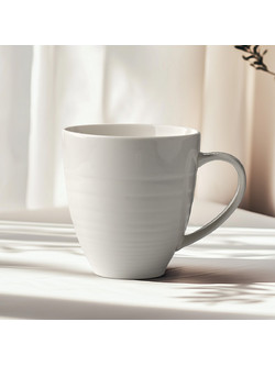 Beauty Home Κούπα πορσελάνης ανάγλυφη με χερούλι Sensations Art 7709 350ml Λευκό