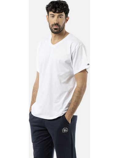 ΜΟΝΟΧΡΩΜΑ T-SHIRTS ΜΕ V BODY MOVE 1389 - Λευκό