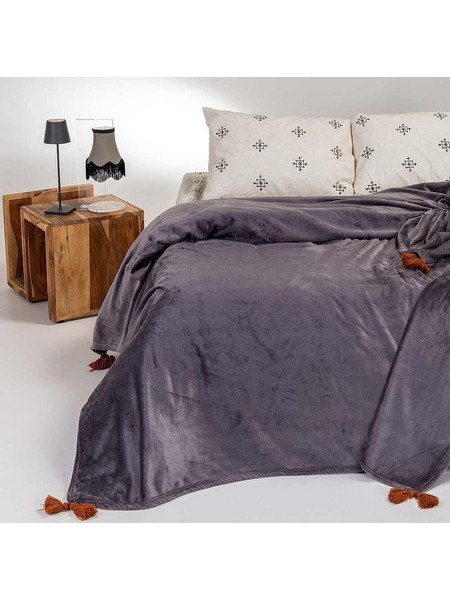 Melinen Home ΚΟΥΒΕΡΤΑ FLANNEL ΥΠΕΡΔΙΠΛΗ BERLIN DARK GREY