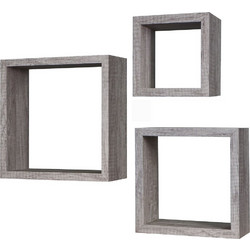 Σετ Ράφια Τοίχου Δρυς Μελαμίνη 25x25x12/30x30x12/35x35x12cm 3Τμχ