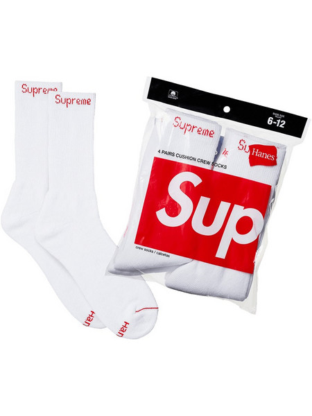 Supreme Hanes Ανδρικές Κάλτσες Ψηλές Λευκές 4Pack