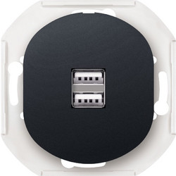 EON E6161.E1 2xUSB Πρίζα Φόρτισης 2.1A 5V Χωρίς Πλαίσιο Κάλυψης soft-touch Μαύρη