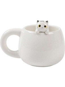I-Total Κούπα Κεραμική Λευκή ''Cat'' 470ml XL2525A
