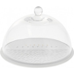 Τουρτιέρα Με Καπάκι Cloche Little Appetizer RD0017564 Φ14,5x9,5cm Clear-White Raeder Πορσελάνη,Γυαλί