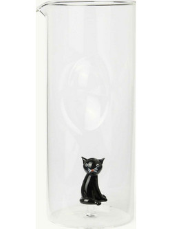 Coincasa γυάλινη κανάτα με σχέδιο γάτα 22 x 9 cm - 006813417 Διάφανο