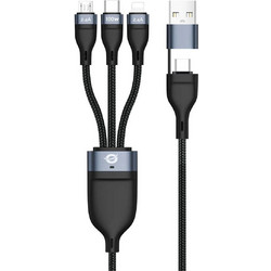 Conceptronic Braided USB to Lightning / Type-C / micro USB Cable Μαύρο 1.5m (ETTA06B15)