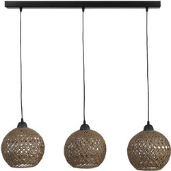 Heronia Lighting Silk/3L Raga Ce Bl-Natural Κρεμαστό Φωτιστικό Οροφής Ράγα Τρίφωτο E27 Μαύρο 31-1170