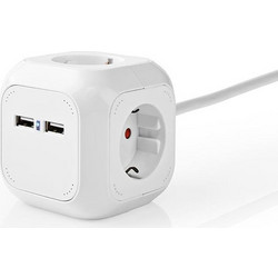 Nedis 233-2124 PowerCube 4 Θέσεων με 2 USB-A και Καλώδιο 1.5m