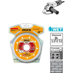 Διαμαντόδισκος Δομικών Υλικών Λεπτός Turbo 115mm x 22.2mm x 1.5mm INGCO DMD031151HT