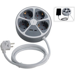 Πολύπριζο - 4 Schuko - USB A+C