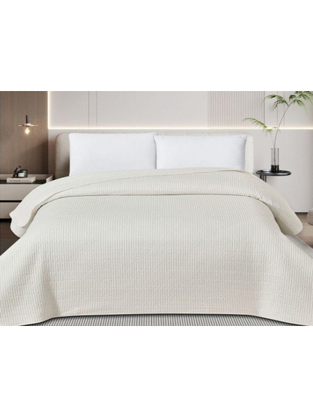Κουβερλί Κεντημένο Διπλής Όψης 100% Microfiber Γαρύφαλλο - Εκρού-Εκρού, 160x240
