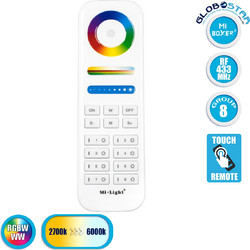 GLOBOSTAR(R) 73426 MiBOXER FUT089 AURORA RGB+CCT Ασύρματο Χειριστήριο Αφής 8 Ζωνών 5CH DC 3V 2xAAA Μπαταρίες IP20 - RF 2.4GHz + Εμβέλεια 30m - M15.3xΠ4.7xΥ1.9cm