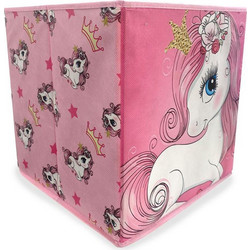 Κουτί-Σκαμπό Unicorn 10 30X30X30 Pink 100% Polyester