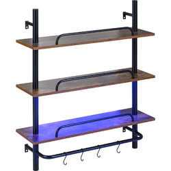 Costway Τριώροφο επιτοίχιο ράφι με φωτισμό RGB LED, 80,5 x 24 x 97 εκ. JV13052EU-BK