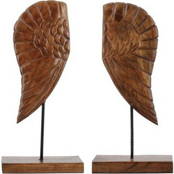 Artekko Woody Καφέ Βιβλιοστάτες Φτερά από Ξύλο Teak (20x12x44)cm 2pcs