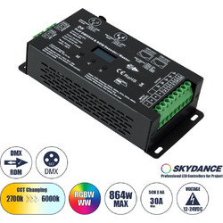 GloboStar 71448 D5 SKYDANCE DC DMX & RDM Dimmer High Speed Controller / Decoder 5 Καναλιών DC 12-24V 5 x 6A 144W - Max 30A 864W - IP20 Μ17 x Π8 x Υ4cm - 5 Years Warranty