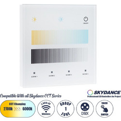 GloboStar 73151 T12-S SKYDANCE Ασύρματο DMX512 Επιτοίχιο Χειριστήριο RF 2.4Ghz 1 Group για όλα τα SKYDANCE DMX512 Controller AC 100-240V Max 0.1A - IP20 Μ8.5 x Μ8.5 x Π8.5 x Υ3.5cm