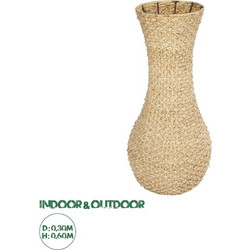 GloboStar Artificial Garden SANDIAGO 21233 Διακοσμητικό Πλεκτό Καλάθι - Κασπώ Γλάστρα - Flower Pot Μπεζ Π30 x M30 x Υ60cm