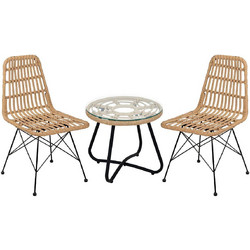 ArteLibre Howard Σετ Τραπεζαρία Κήπου Rattan 3τμχ Μπεζ 14990112
