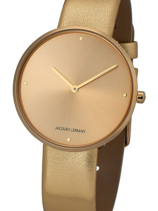 Jacques Lemans Design Γυναικείο Ρολόι με Χρυσό Δερμάτινο Λουράκι 1-2056H