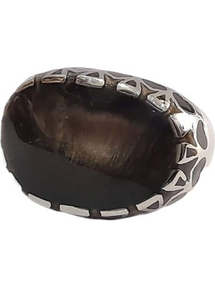 BD Jewelery Δαχτυλίδι από Ανοξείδωτο Ατσάλι Μαύρη με Πέτρα HRK-2023
