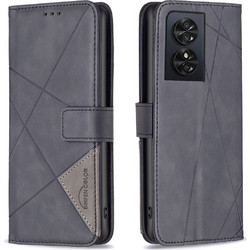 Tel1 TCL 50 SE Magnetic Buckle Rhombus Θήκη Βιβλίο - Black
