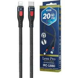 Remax Lesu Pro Braided USB-C to Lightning Cable 1m Black RC-188i
