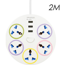Treqa PL-505 Πολύπριζο Ασφαλείας με Διακόπτη, USB και Καλώδιο Λευκό 2m