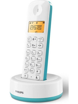 Philips D1601T/34 Ασύρματο Τηλέφωνο Λευκό Τιρκουάζ