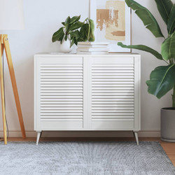 vidaXL Πορτάκια με Περσίδες 2 Τεμ. Λευκά 69x49,4εκ Μασίφ Ξύλο Πεύκου
