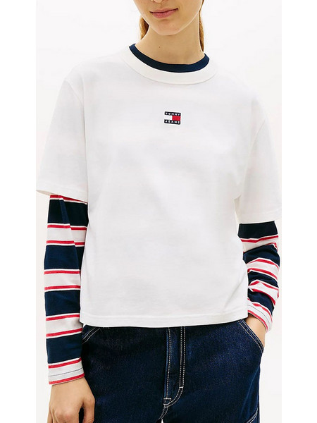 TOMMY JEANS TJW BXY BADGE TEE EXT NEW DW0DW22202-YBL OffWhite