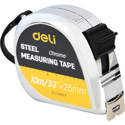 DELI STEEL TAPE MEASURE 10M/33'x25MM SILVER