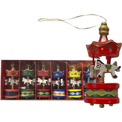 Καρουζέλ Στολίδια Ξύλινα Κρεμαστά 6 τεμ 21x9cm Xmasfest 1132733