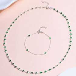 Κολιέ & Βραχιόλι Σετ Ασημένια 189RSM1198 Green Heliophilia Silver