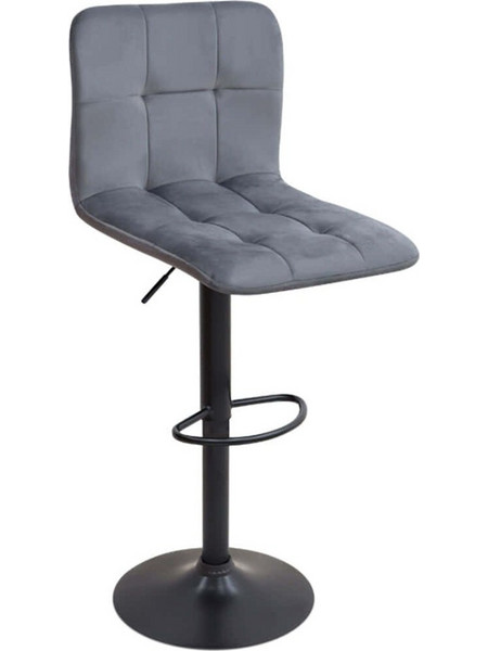 Σκαμπό Μπαρ Carmelo 0271601 45x42x90/113cm Grey-Black Βελούδο, Μέταλλο