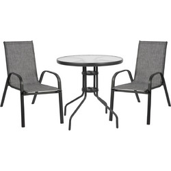 HomeMarkt Σετ Τραπεζαρία Κήπου Αλουμίνιο 3τμχ Γκρι HM5184.01