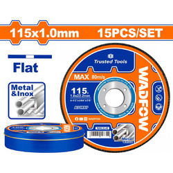 Wadfow WAC2L45 Δίσκος Κοπής Μετάλλου/Inox Ισιος 115 Χ 1mm 15 Τεμάχια Σε Μεταλλικό Κουτάκι