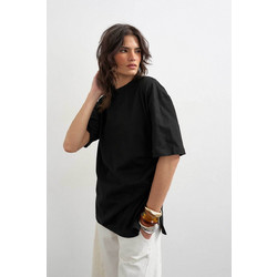 Topshop γυναικείο T-shirt μονόχρωμο Oversize Fit Rikka - 31001438 Μαύρο