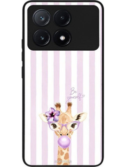 Sonique Stripe Stories Series Θήκη Lila (Xiaomi Poco X6 Pro 5G) με Σχέδιο «Καμηλοπάρδαλη με Τσιχλόφουσκα»