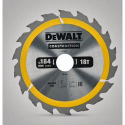 DeWalt DT1941-QZ Δίσκος Κοπής Ξύλου 18T 184mm