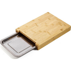 Επιφάνεια Κοπής Με Δισκάκι 850853 33x24,5x4cm Natural-Inox Ankor Ατσάλι,Ξύλο