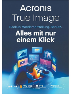 Acronis True Image Premium - 5 Computers + 1 TB Acronis Cloud Storage - 1 year subscription - ESD-Download