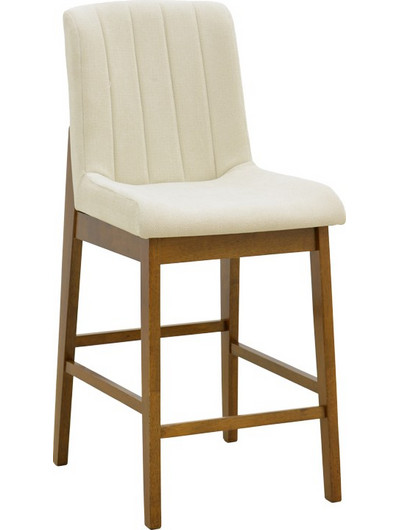 Σκαμπό μπαρ Dalby pakoworld καρυδί rubberwood και εκρού ύφασμα 50x45x102,5εκ - Σετ 2τμχ