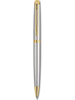 Waterman Hemisphere Stainless Steel GT + Leather Pouch Σετ Στυλό Διαρκείας 0.7mm Μαύρο