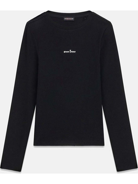 GUESS JEANS GJ STAR EMBRO LS CN RIB TOP ΜΠΛΟΥΖΑ ΓΥΝΑΙΚΕΙΟ W6YP14K3821-JBLK Black